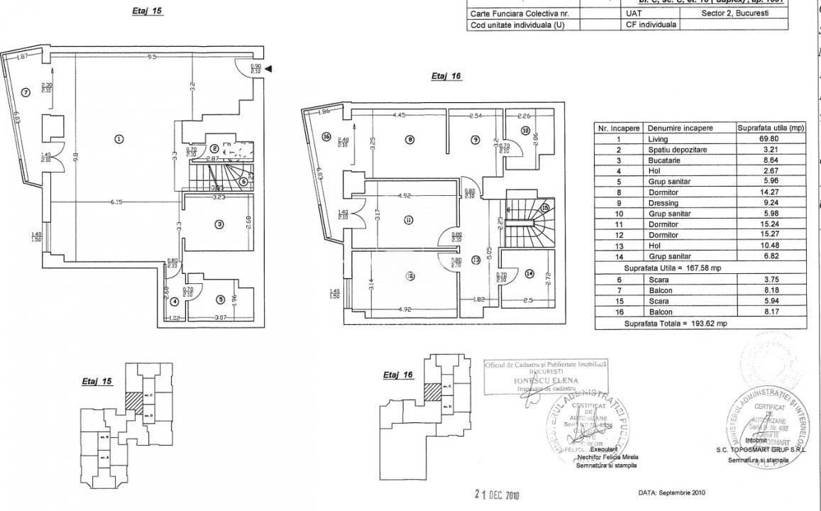 Penthouse tip Duplex semifinisat 4 camere 194mp UpGround Fabrica de Glucoza